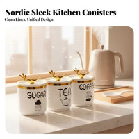 Kitchen Canister with Lid and Spoon Water-Resistant-Resistant Multipurpose Container Easy to Clean Countertop Organizer for Pantry, Coffee Bar