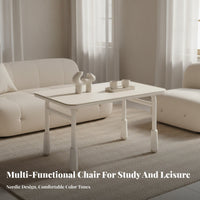 Soft Comfort Upholstered Accent Chair Modern Design Upholstered Bear-Back Chair Easy Assembly Vanity Seat Stable Four-Leg Base for Girls, Children, Students, Bedroom, Study Room, Makeup Corner, Reading Nook