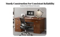 Simple Design Workstation with Storage Wide Work Surface Writing Desk with Drawers Sturdy Construction Computer Table Keyboard Tray for Home Workers, Students, Bedroom, Study Room