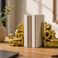Ocean-Themed Squid Bookends Nautical Bookends with Tentacles Decorative Book Holders Sculptural for Living Room
