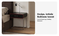Japanese aesthetic C-Shaped End Table Modernist Inspired Nightstand Minimalist Design Bedside Stand Sturdy Construction for Apartment Dwellers, Homeowners, Remote Workers, Bedroom, Living Room, Small Spaces, Home Office