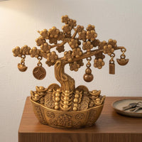 Boat Base Tree Ornament Compact Vintage Gilded Tree Ornament Textured Trunk Table Decor