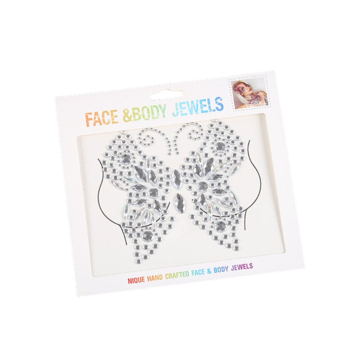 Crystal Torso Chest Stickers, Acrylic Skin Decals, Party Face & Torso Jewels, Handmade, Assorted Designs