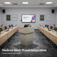 Multimedia Lectern Unified Intelligent Design Presentation Stand Unified Cable Management Steel Teacher Desk for Lecturers, Classroom, Training Center
