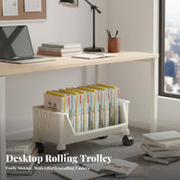 With casters Mobile Book trolley Space-Saving Multi-Tier Rolling Organizer Large Capacity book trolley Easy reach for Students, Children, educators, Study Room, Under Desk, Classroom, Library