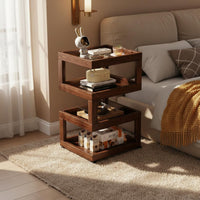 Modern Bedside Cabinet Open Shelving Mobile Storage Cart Space Saving Rolling End Table for Bedroom, Small Areas, Living Room