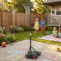 Weighted Base Adjustable Netball Hoop Stand Wheels Adjustable Height Netball Post Indoor Outdoor Sports Equipment