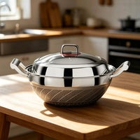 Nonstick Wok Pan Non Stainless Steel Wok Gas & Induction Compatible Double Handle Stir Fry Pan