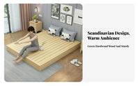 Slatted Floor Frame Japanese and design foundation Bed low-height Mattress Foundation for Minimalists, Apartment Dwellers, woven mat Room, Small Apartments