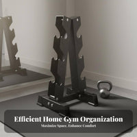 Space-Saving Dumbbell Rack Compact Design Kettlebell and Dumbbell Stand Heavy-Duty Kettlebell Holder