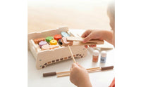 Wooden Role Play Grill Slatted Top Tabletop Barbecue Grill Toy Smooth Edges for Children