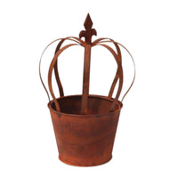 Weathered Crown Planter Distressed Look Iron Plant Pot Indoor Outdoor Use Country Garden Planter for Balcony