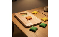 Natural Wood Sandbag Tossing Board Polished Finish Wooden Throwing Board Rounded Corners Cloth Game Set Oval Cutout for Children