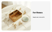 3-Section Woven Organizer Handwoven Design Desk organizer with Lid fand and tea lovers