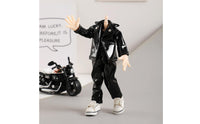 OB11 Doll Clothes Set Cool Look Miniature Biker Jacket Pants for Hobbyists