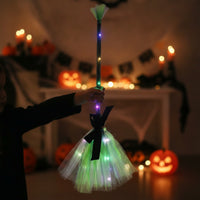Witch Broom with LED Lights Multicolor Witch Broom Spooky for Halloween