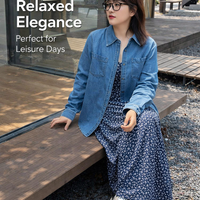 Denim Dresses for Women 2 Piece Outfits with Long Sleeve Shirt and Floral Print Dress, Plus Size Two Sets for Autumn Casual Wear