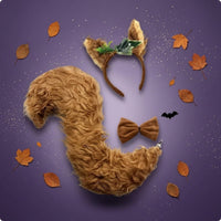 Animal Ears Headband and Tail Set Furry Animal Ears Headband and Tail Set Soft Faux Hair Costume Accessories for Dress Up
