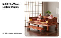 Chinese Arhat Bed Tiger Leg Design Traditional Elm Wood Daybed Tranquil Influenced Solid Wood Carved Couch for Tea Enthusiasts, Homeowners, Reception
