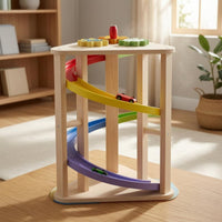 Rotating Slide Track Toy Decorative Gears Wooden Car Track Toy Paint Children's Plaything