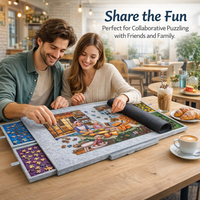 Portable Puzzle Table Board with Felt Material Surface for Kids and Family Games, Foldable Travel Mat Organizer with Sorting Trays