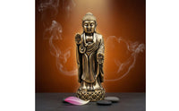Brass Buddha Figurine Portable Antique Buddha Statue Mini Religious Decor for Buddhists, Believers, Car, Altar