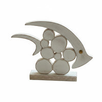 Wooden Fishes Figurine Hand-Finished Detail Wooden Fishes Decor Painted Detail Nautical Wood Sculpture for Tabletop, Shelf