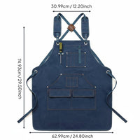 heavily Duty Work Apron Padded Shoulder Straps Tool Apron with Pockets Workwear for Gardeners, Artists, Workshop, Studio