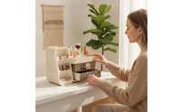 Makeup Organizer with Drawers Space-Saving Vanity Organizer with Drawers Easy to Clean Desktop Cosmetic Storage for Washroom