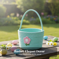 Rope Basket Handmade Easter Egg Basket Versatile Small Picnic Tote for Families, Adults, Home Decor, Gift Giving