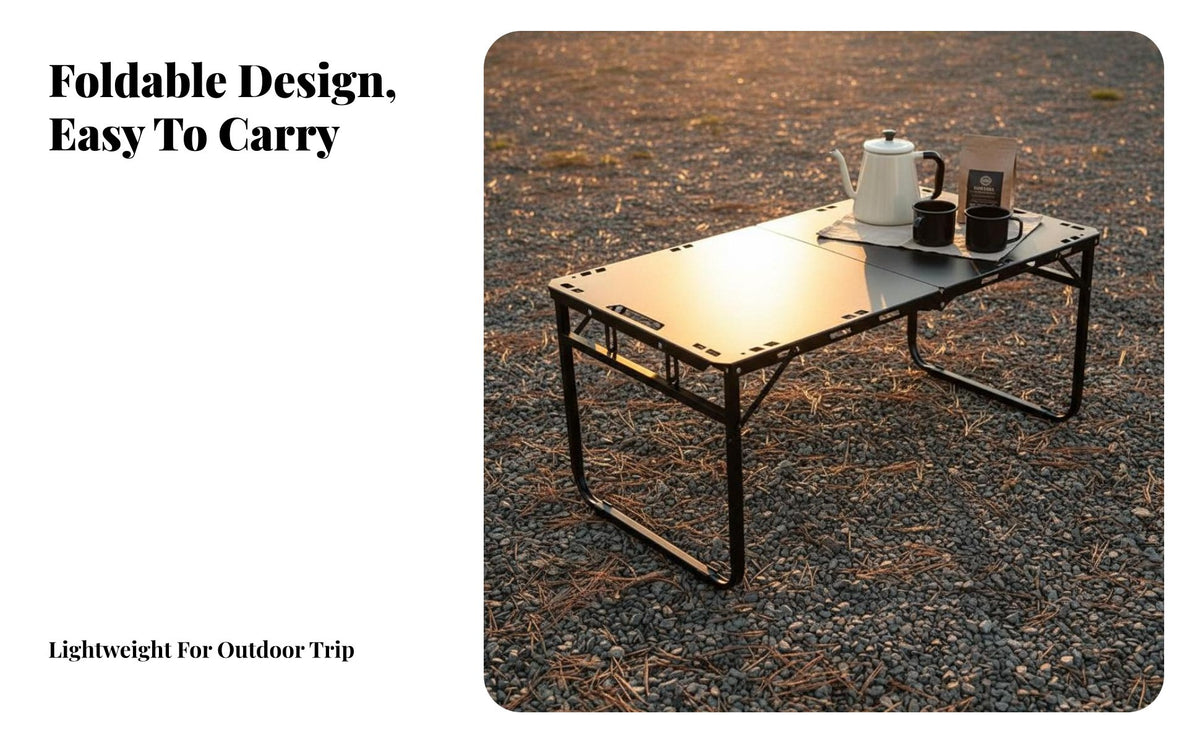 Foldable Design Tactical Cook Station Portable Camp Table Lightweight Camping Equipment Multi-Functional for Outdoor Enthusiasts, Picnickers, Families, Picnic, Traveling, Backyard BBQ, Tailgating