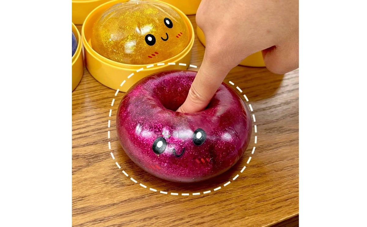 Sensory Steamer Bun Squishy Toy with Kawaii Face