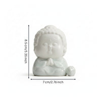 Compact Buddha Figurine with Incense Holder Small Buddha Figurine Zen Ceramic Incense Burner Cute for Buddhists