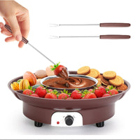 2 Temperature Settings Electric Chocolate Fondue Set Fun Party Activity Chocolate Melting Pot with Serving Tray Easy To Use Mini Fondue Creator Removable Bowl for Parties