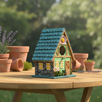 Realistic Design Resin Birdhouse Intricate Details Hanging Birdhouse Hand Painted for Courtyard, Outdoor