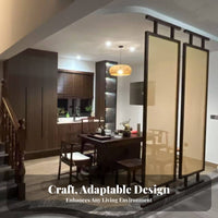 Chinese design Folding Woven Panel Screen Movable Room Divider Portable Privacy Partition Foldable Design for Homeowners, Renters, Office Workers, Entrydirection, Bedroom, Dressing Area, Studio Apartment