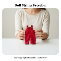 Doll Suspender Pants Quality Material BJD Doll Clothes Fashionable Miniature Overalls for Hobbyists, Dollhouse, Craft Projects