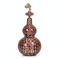 Brass Gourd Ornament Dark Red Indoor Display Gourd Ornament