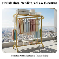 Stable Structure Unattached Standing Clothes Organizer Easy Assembly Clothing Rack with Shelf Large Capacity Unattached Standing Clothing Rack with Shelf Rust Resistant for Homeowners, Boutique Owners, Balcony, Outdoor, Bedroom, Laundry Room