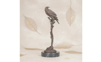 Tree Stump Eagle Sculpture Realistic Animal Ornament Bronze Finish Bird Figurine for Living Room