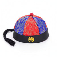Chinese Costume Cap Traditional Ancient Chinese Cap Brocade Hat with Tassel Satin Imperial for Performers, Stage Performances
