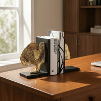 Ginkgo Leaf Bookends Textured Resin Bookends Stable Book Holders for Bookshelf, Living Room