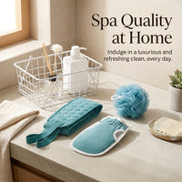3Pcs Exfoliating Back Scrubber Towel with Handles for Adults, Washable Bath Glove and Mitt Set, Three Piece for and Showering