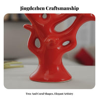 Ceramic Fortune Tree Artistic Design Modern Desktop Statue Abstract Tree Sculpture Glazed Finish Desktop Branch Figurine