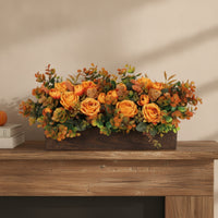 Artificial Flower Arrangement with Wooden Box Rustic Floral Centerpiece with Wooden Completely Full Artificial Floral Centerpiece