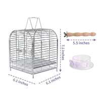 Mini Stainless Steel Portable Cage Bird Cage, Metal Portable Pet Cage with Handle, Handheld Pet Cage for Small Animal Travel and Outdoor Use