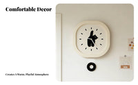 Wall Clock Cute Design Minimalist Cat Clock Home Decor for Kids, Living Room, Bedroom, Nursery