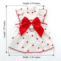 Pet Dress for Small Animals, Soft Heart Pattern Dress with Front Neck Bow, Cute Spring Pet Clothes for Pomeranian Dog and Ragdoll Cat