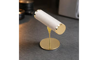 PU Leather Wrapped T-Shaped Display Bar Jewelry Display Stand Gold-Tone T-Shaped Jewelry Stand Freestanding Accessory Storage Padded-Looking