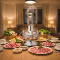 -Heated Hot Pot Traditional Hot Pot with Chimney Even-Heating Cookware for Home Dining, Restaurants